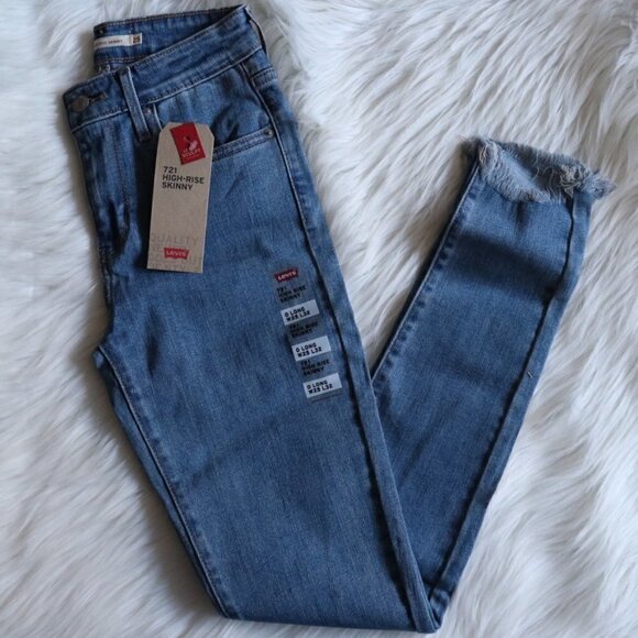 NEW Levi's 721 High Rise Skinny Jeans Medium Wash Size 25 - Picture 3 of 9